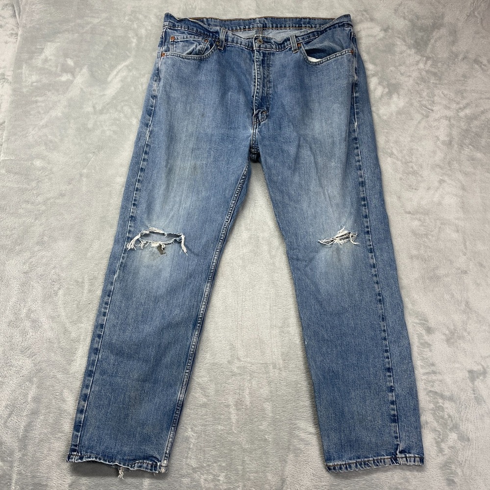 Levi's Jeans Mens 40x30 Blue Denim Stretch Distressed Streetwear Straight Leg